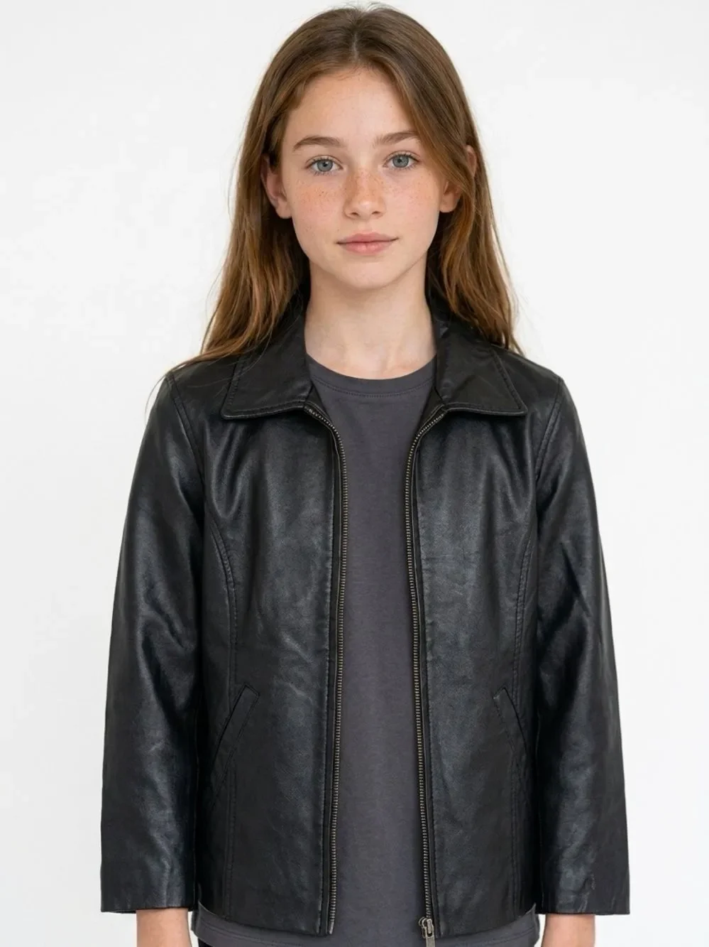 WILSONS LEATHER | Kids Black Leather Zip Front Jacket Youth Size Large